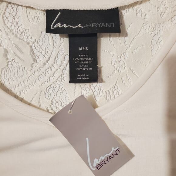 Lane Bryant NWT Lace Back V Neck Cream White Tunic Blouse Womens Plus Size 14/16 - Picture 9 of 11